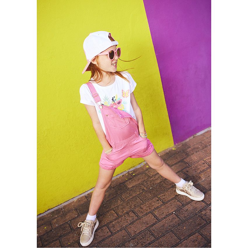 Salopette courte unie en lyocell pour fille - Multicolore