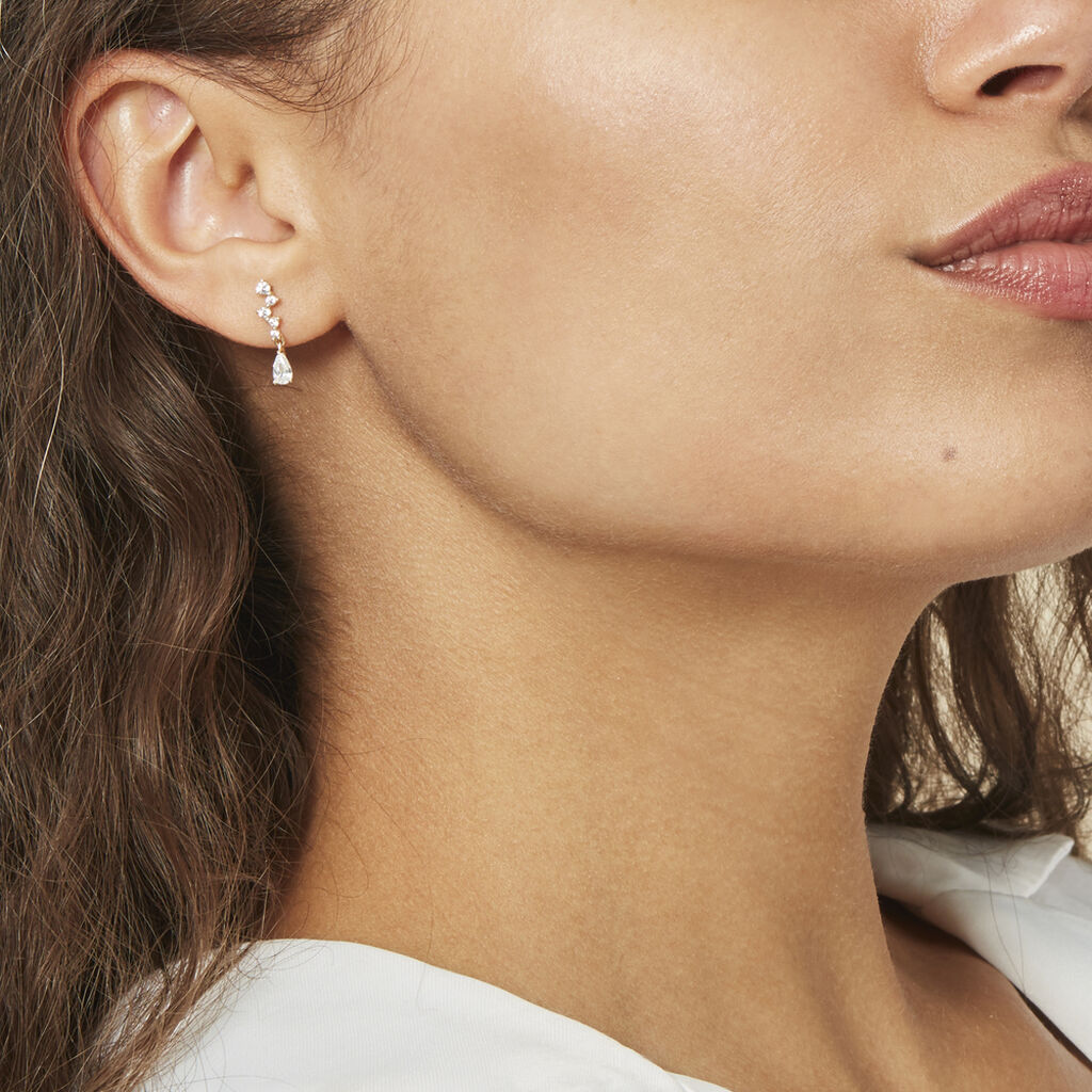 Boucles D'oreilles Pendantes Cegolene Or Jaune Oxyde De Zirconium