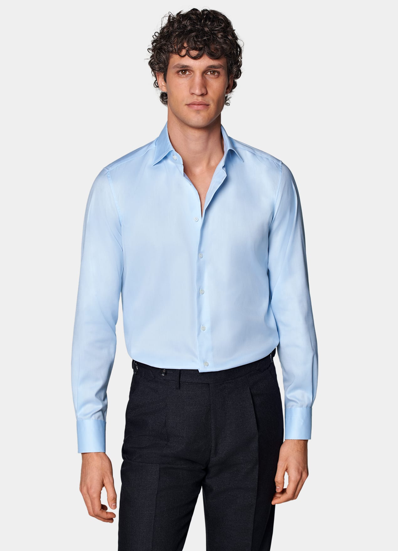 Chemise coupe ajustée en oxford bleue