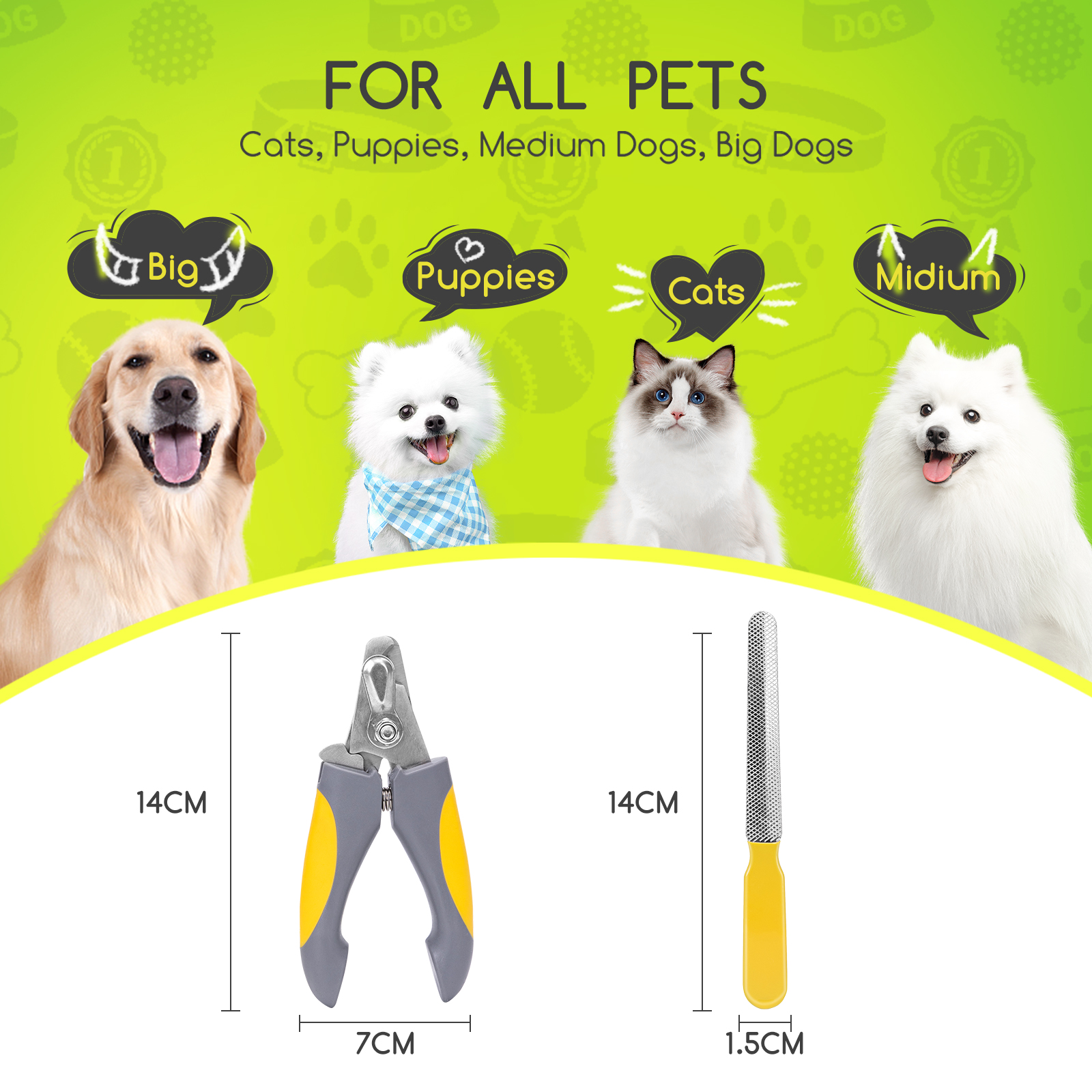 Cortador de unhas Nobleza para cães e gatos com protetor de segurança para evitar cortes excessivos, cortador de unhas profissional em aço inoxidável para cães, gatos e coelhos.