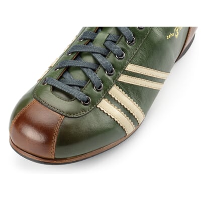 Ledersportschuh Derby, Grün-Braun