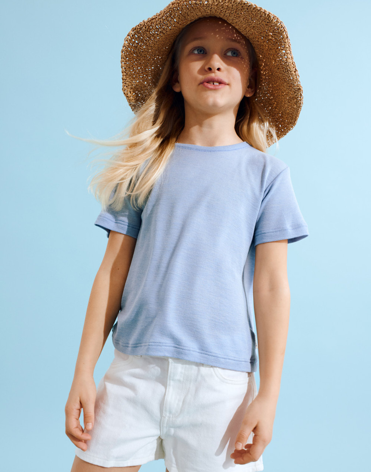 T-shirt in merinowol/zijde voor kinderen