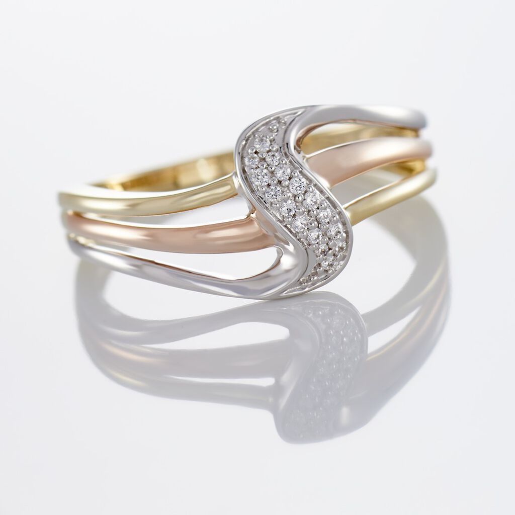 Bague Or Tricolore Dionyse Oxydes De Zirconium