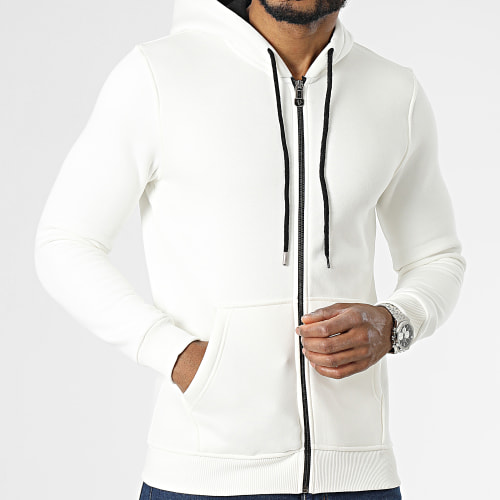 Sweat Zippé Capuche Ecru