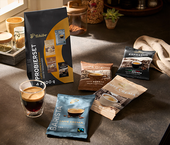 Caffè Crema & Espresso Probierset - 4x 100 g Ganze Bohne
