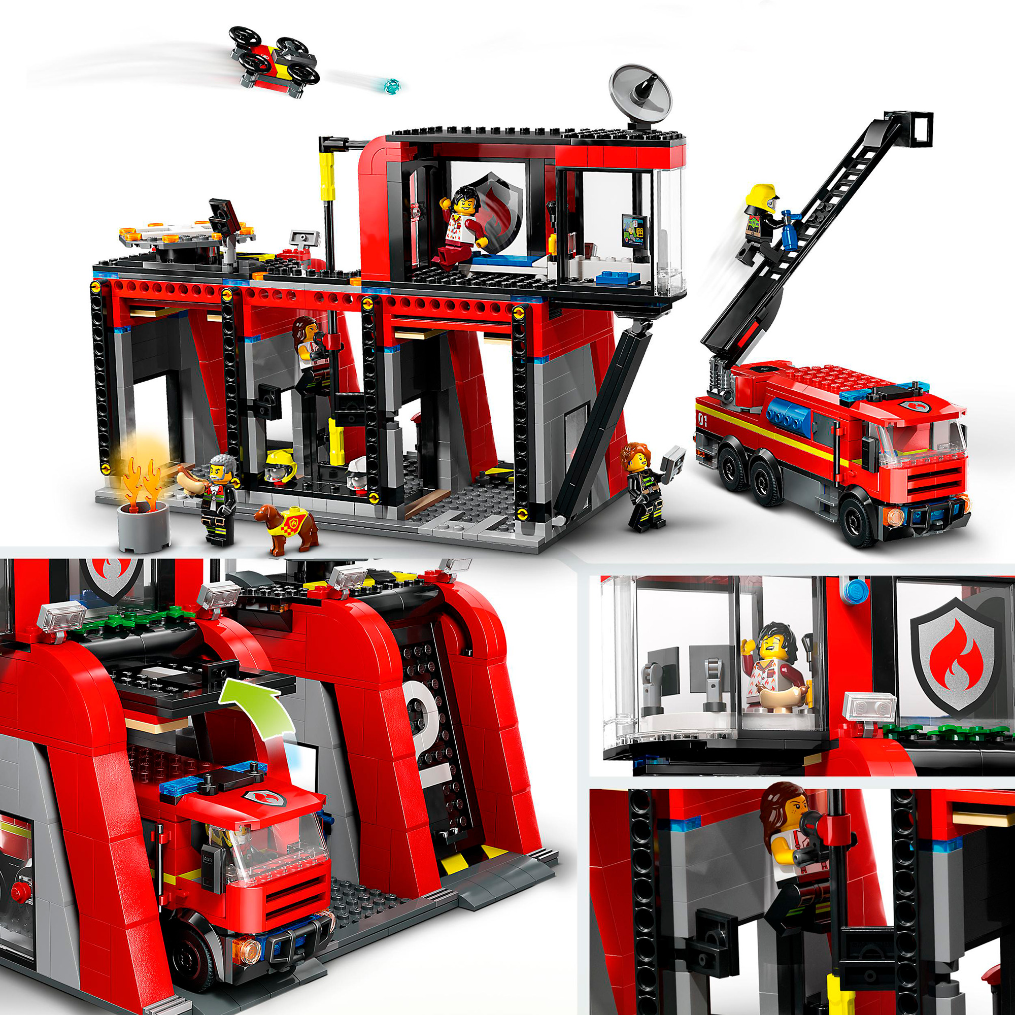 LEGO Konstruktionsspielzeug City Feuerwehrstation mit Drehleiterfahrzeug