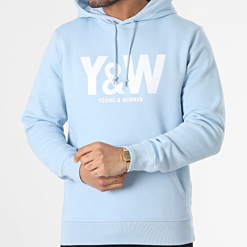 Sweat Capuche Logo Bleu Ciel Blanc