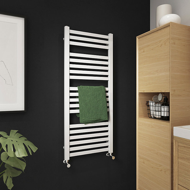 Sèche-serviettes eau chaude GoodHome Aspley blanc 485W