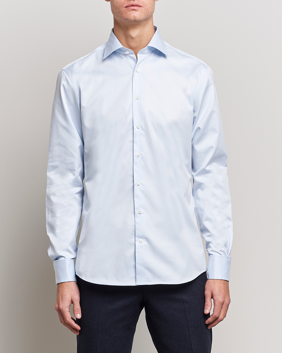 Stenströms Fitted Body Shirt Double Cuff Blue