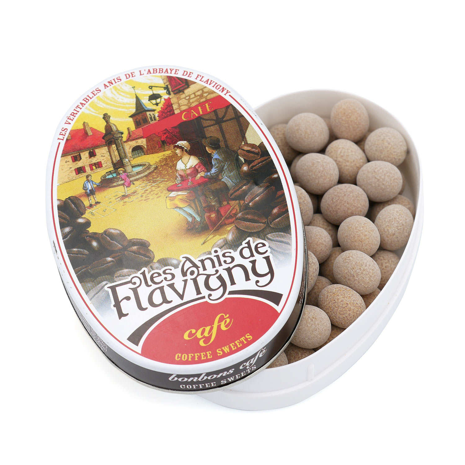Bonbons à l'anis aromatisés au café - Boîte ovale décorée