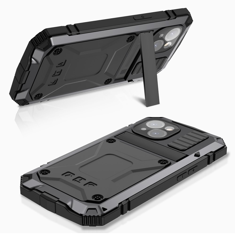 iPhone 15 Hybrid Hardcase Hülle   Kickstand Aufsteller - Schwarz