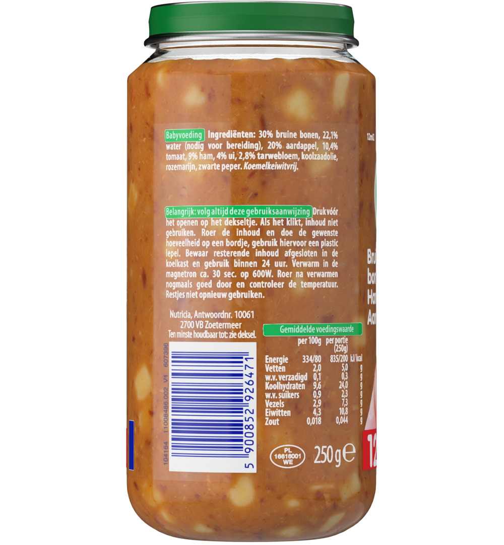 Olvarit Bruine bonen ham aardappel 12M02 (250 gr)