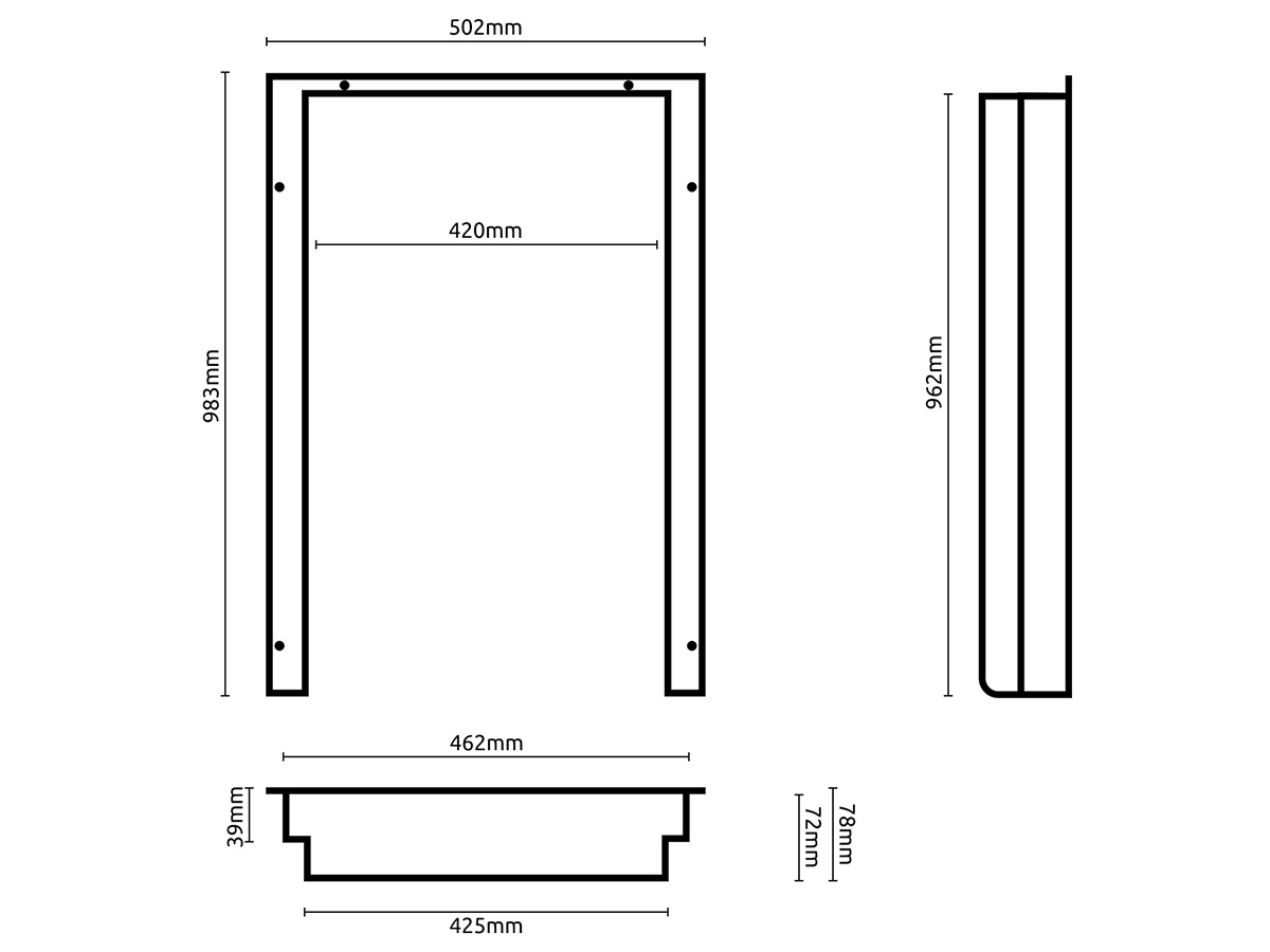 Hyckes HyFridge 90 flush mount inbouwframe