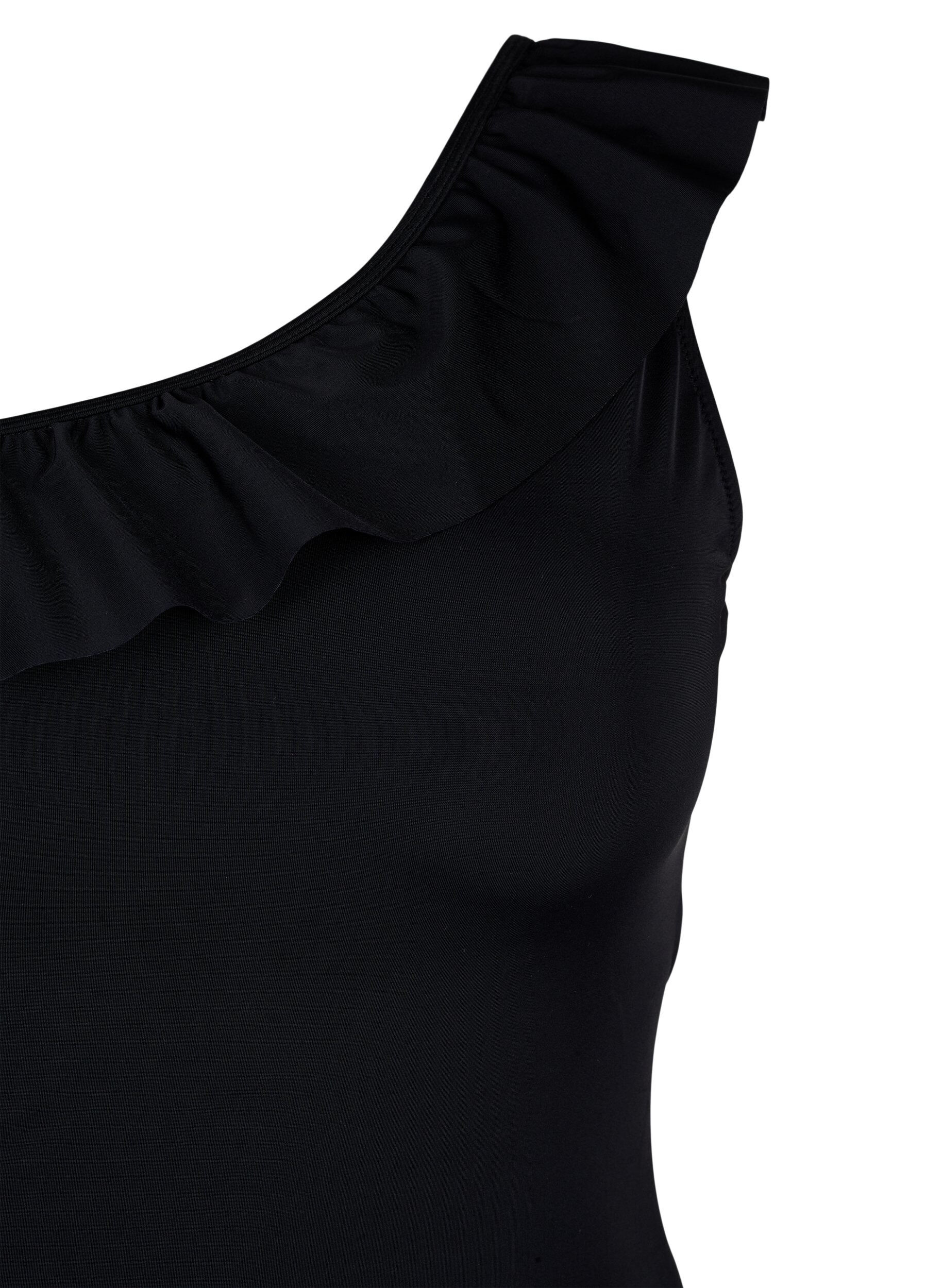 One-shoulder badedragt med flæse