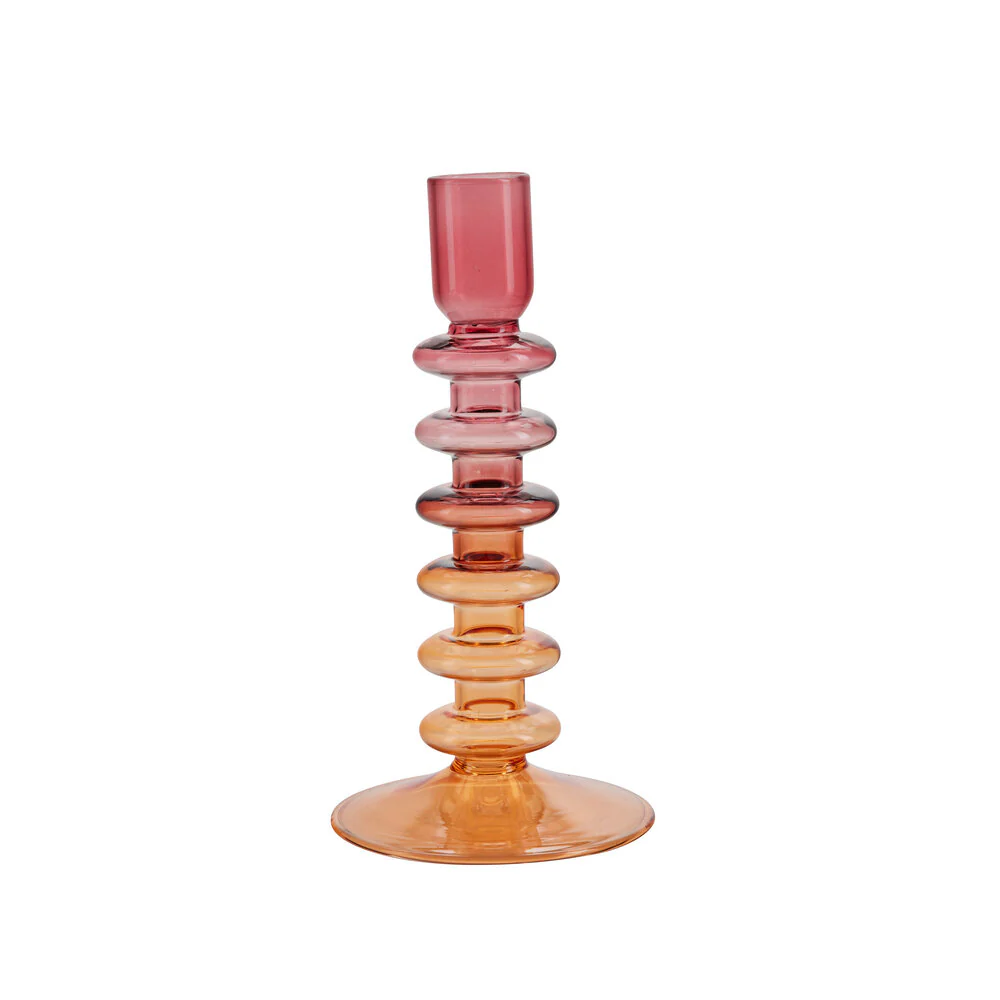 Bahne Interior  Lysestage, Red/pink - H18,5 cm