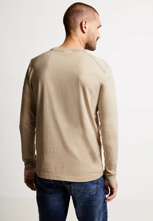 Langarmshirt in Washed-Optik - oat beige
