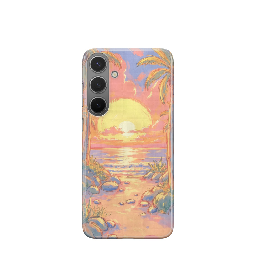 Samsung Galaxy S24 Plus Gummi Hülle Aquarell Sommer 1 - Orange