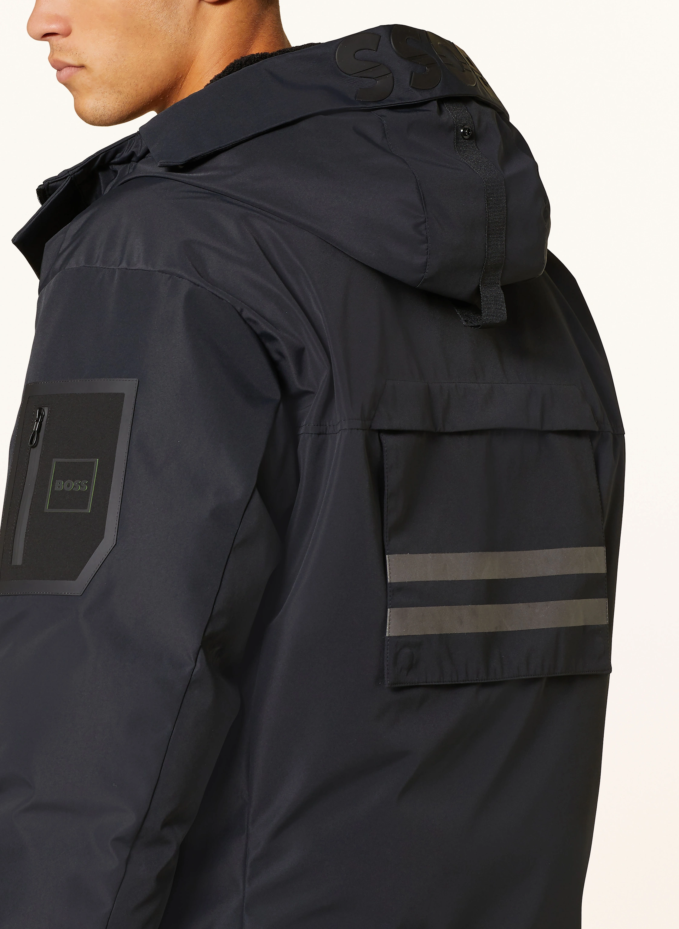 BOSS Daunenparka SOLORG mit abnehmbarem Kunstpelz