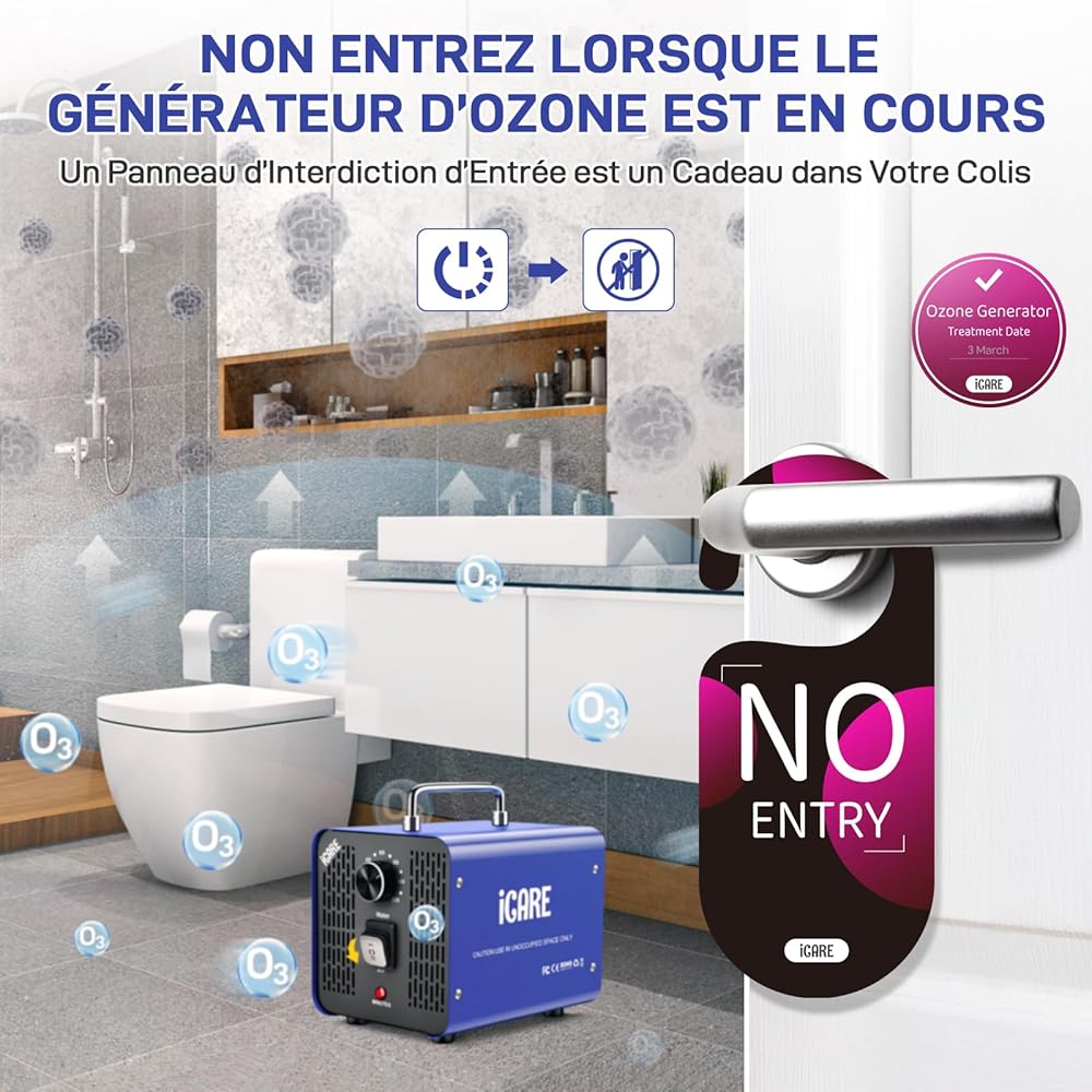 Générateur d'Ozone pour Eau et Air, 45000mg/h Purificateur d'Air à l'Ozone Éliminateur D'Odeurs avec Minuteur pour Salle de Bain, Cuisine, Animaux Domestiques, Voitures, Fumée, Eau, Fruits, Légumes : Cuisine et Maison