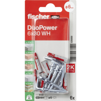 Fischer Universeelplug DuoPower 6x30mm met schroefduim 6 stuks