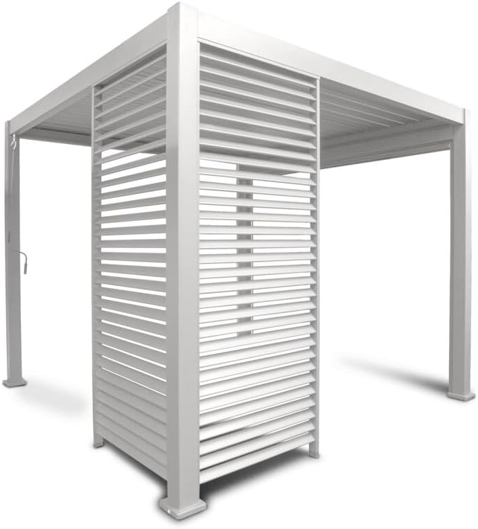 Green Spirit Pergola Seitenwand Mirador für 4m Pergola Classic & Deluxe - Weiß, 123x236 cm, Windschutz, Sonnenschutz, Sichtschutz Paneel