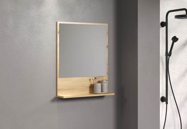 welltime Badspiegel »Amrum« Eleganter Badezimmerspiegel mit Ablage - Masse (B/T/H) 60-80/14/74 cm