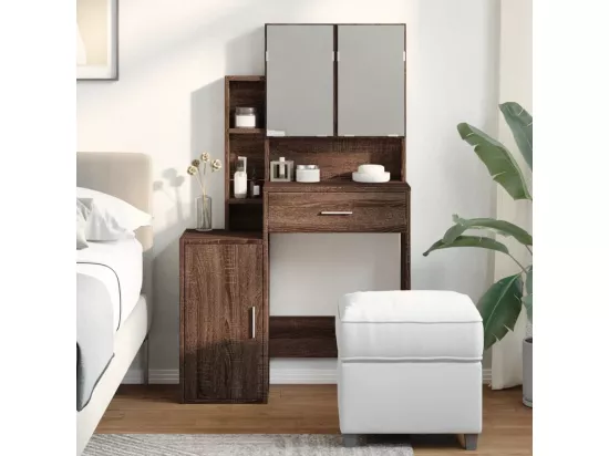 Coiffeuse avec armoire chêne marron 80x35x132 cm