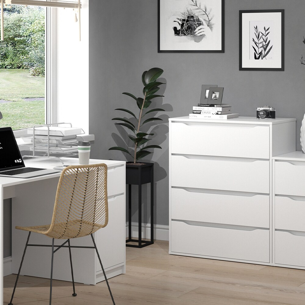 VICCO Kommode RUBEN Weiß 4 Schubladen 80 cm Sideboard Mehrzweckschrank Schrank