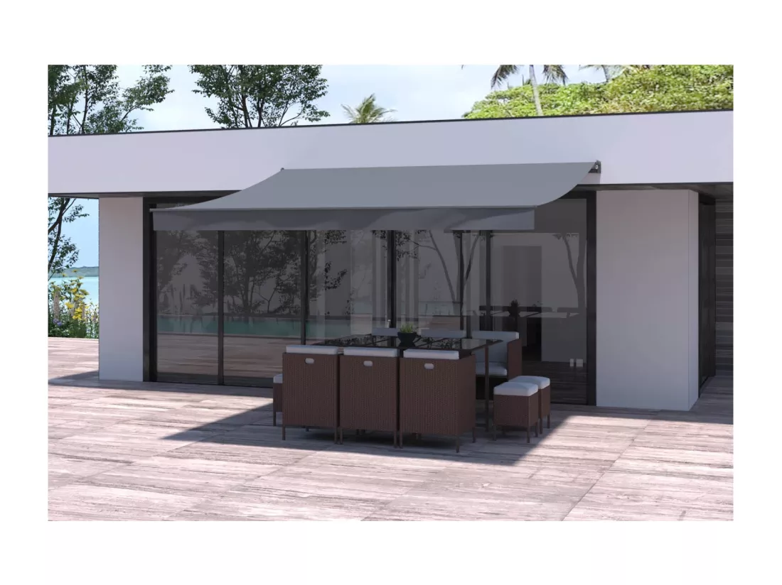 Store banne manuel 4x3m gris polyesterADRO