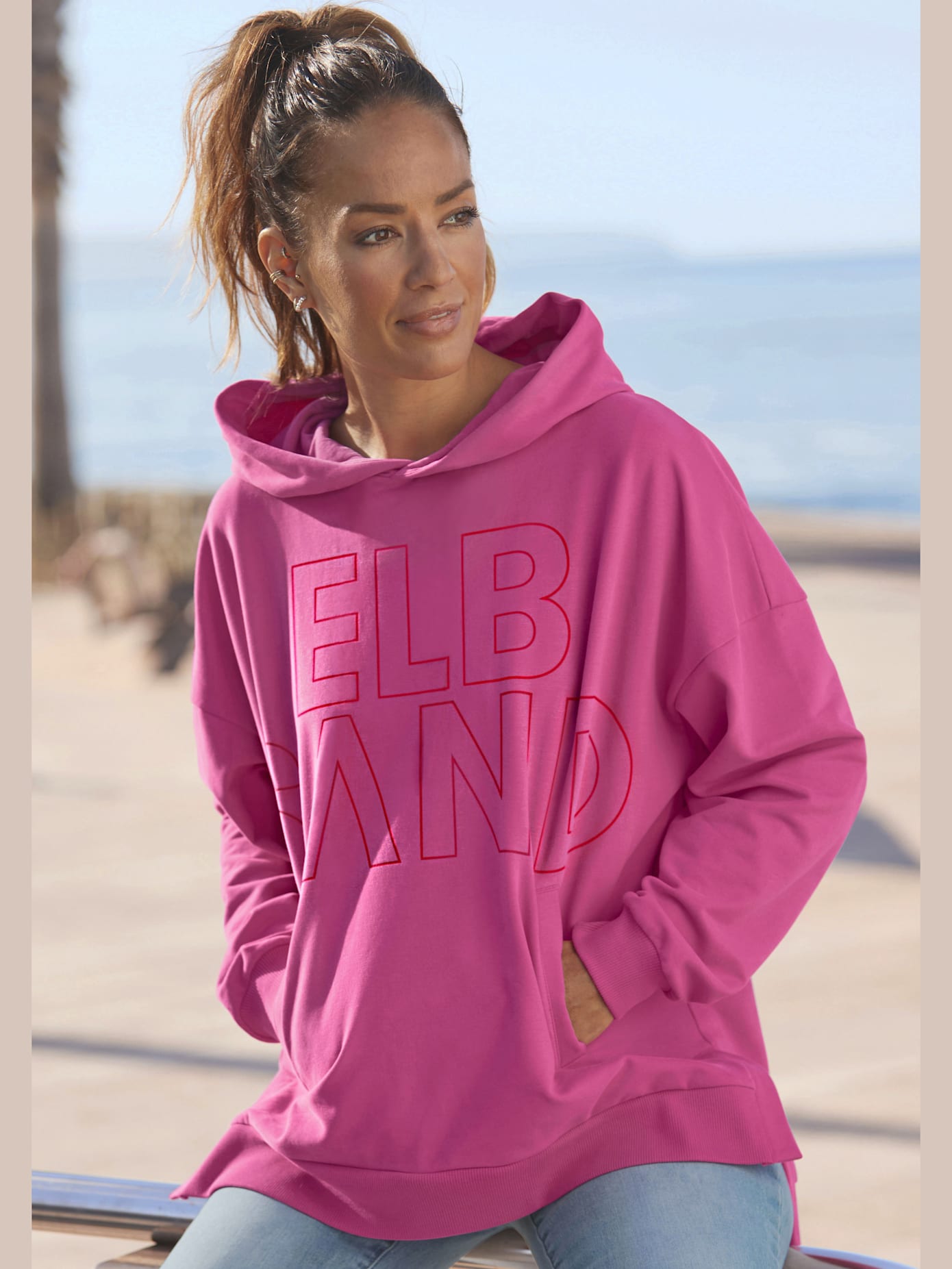 Sweatshirt à capuche coupe large tendance