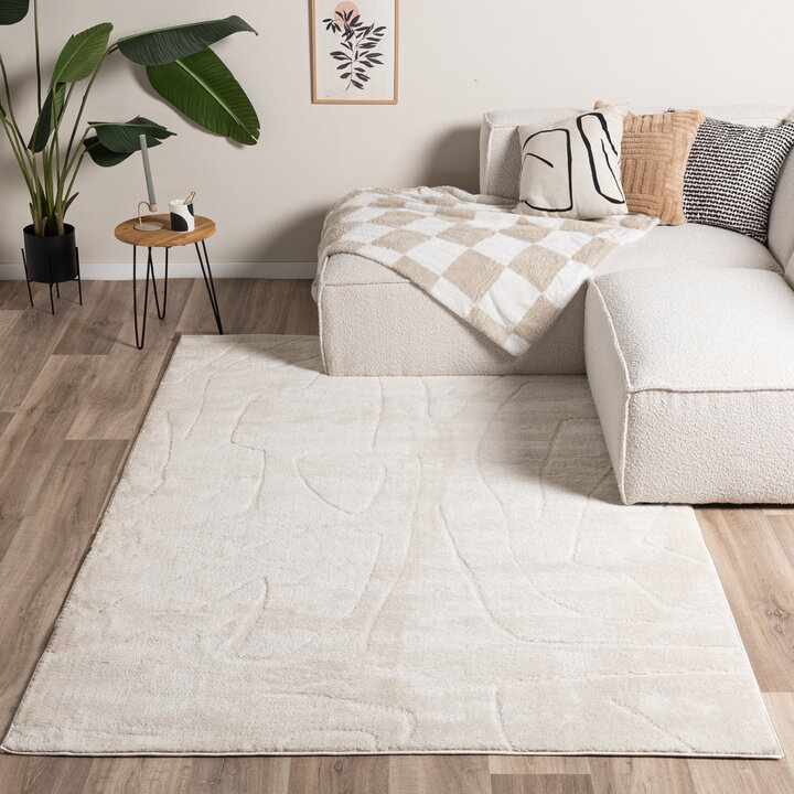 Japandi vloerkleed - Yori Abstract Lines Creme