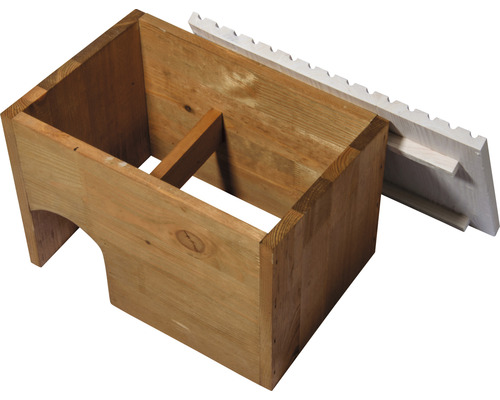 Egelhuis, hout, 38 x 28 x 28 cm, bruin met wit dak