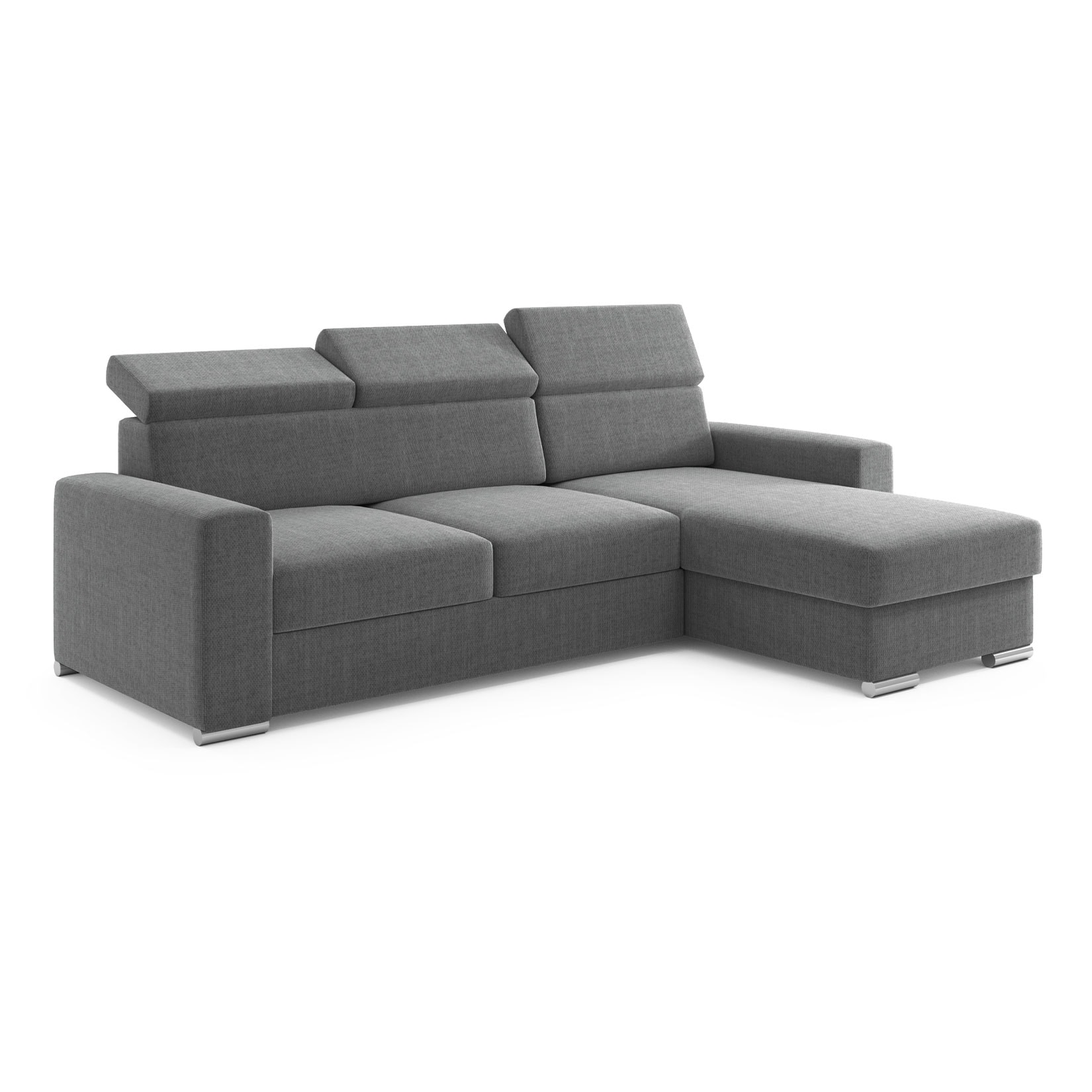 M-Punkt Ecksofa TOKIO mit Bett und Bettkasten Sofa/Schlafsofa - Anthrazit/Grau