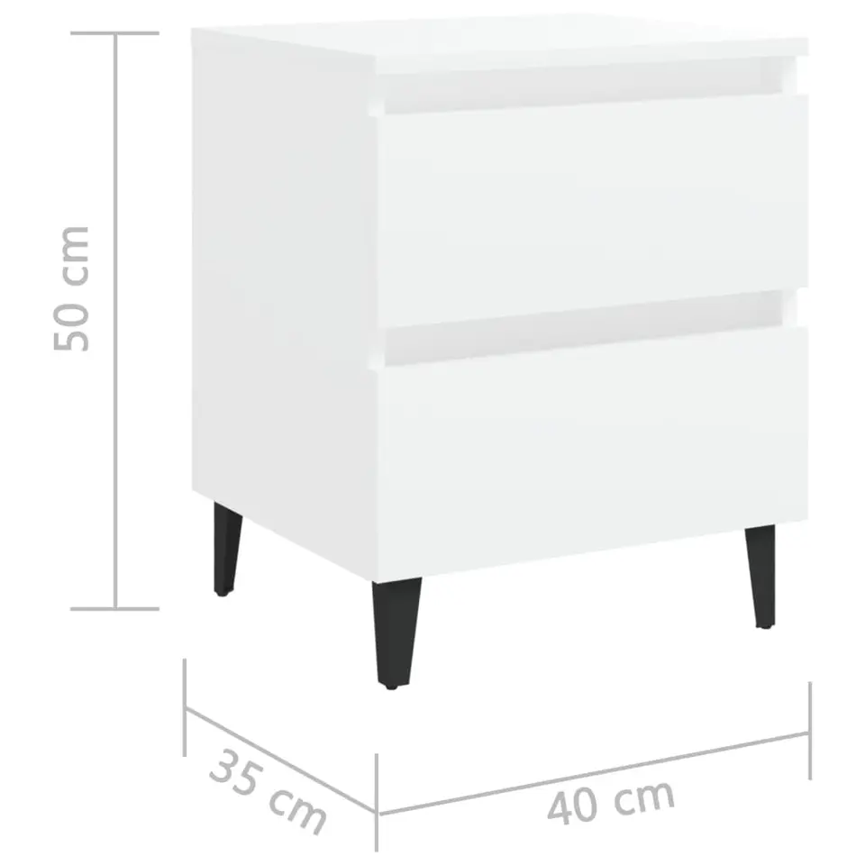 vidaXL - Nachtkastje - Wit - Bewerkt hout - 2 stuks