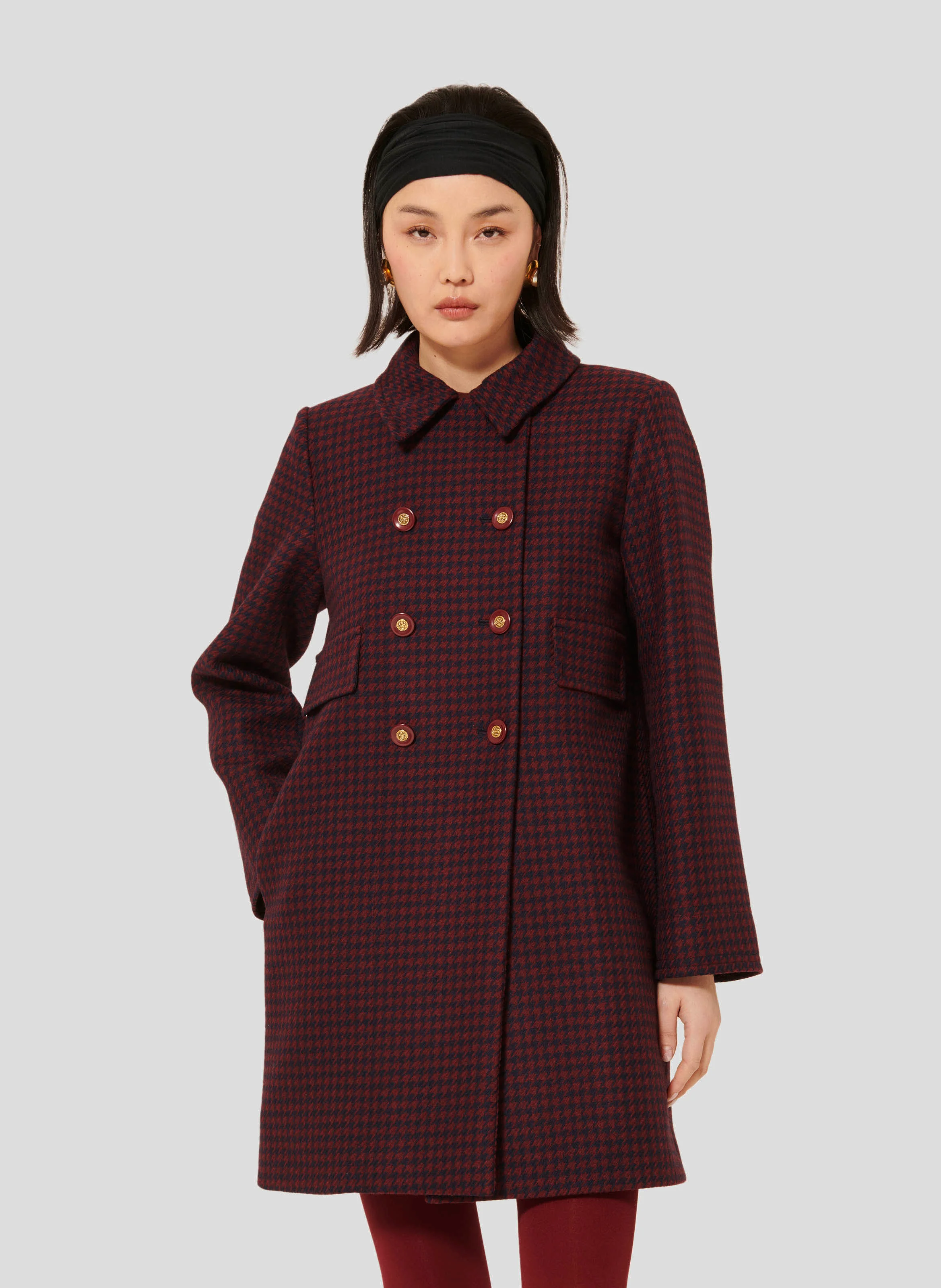 MARCEAU - Manteau droit en laine mélangée | Rouge