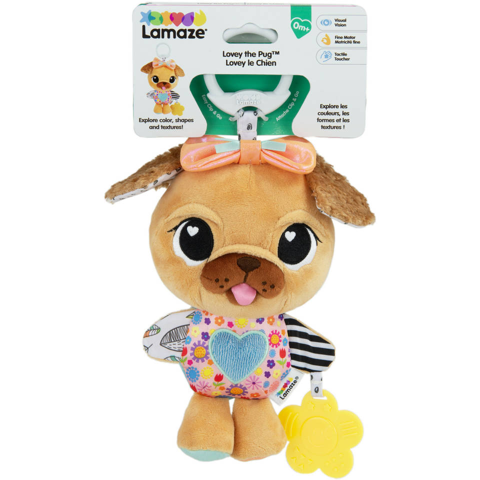 Lamaze Lovey de hond knuffel met ophangclip