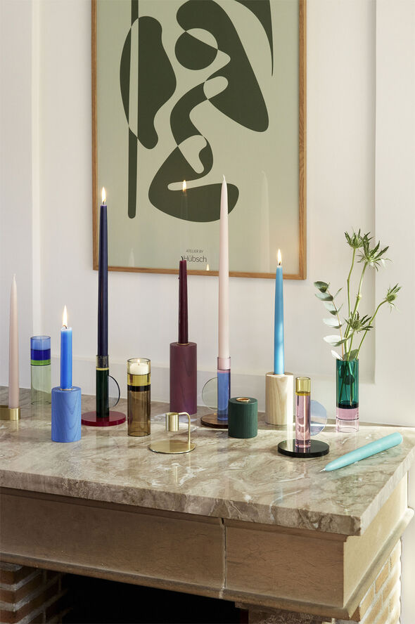 Hübsch Astro Candlestick Green Mørkegrøn/rød/gul