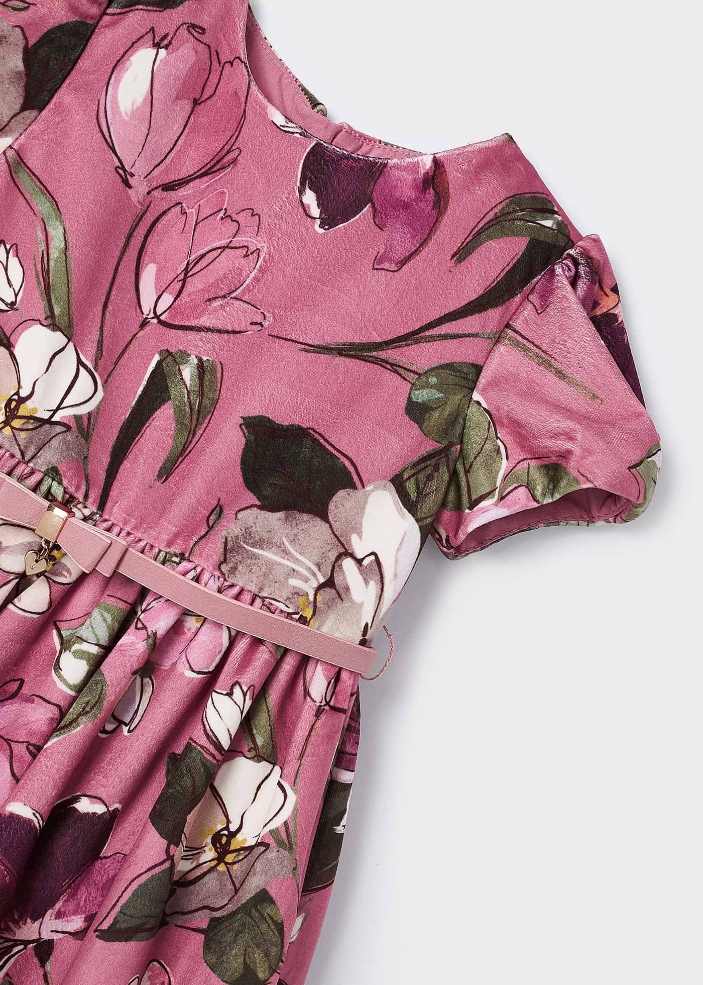 Vestido infantil de veludo estampado