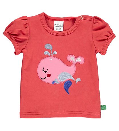 Freds WoRød T-Shirt - Baby - Hello Whale - Cranberry