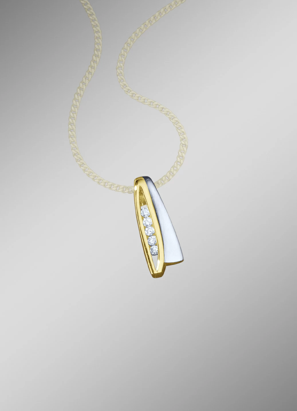 Anhänger in Bicolor mit synth. Zirkonia