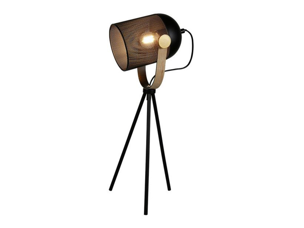 Lampe spot trépied en métal noire