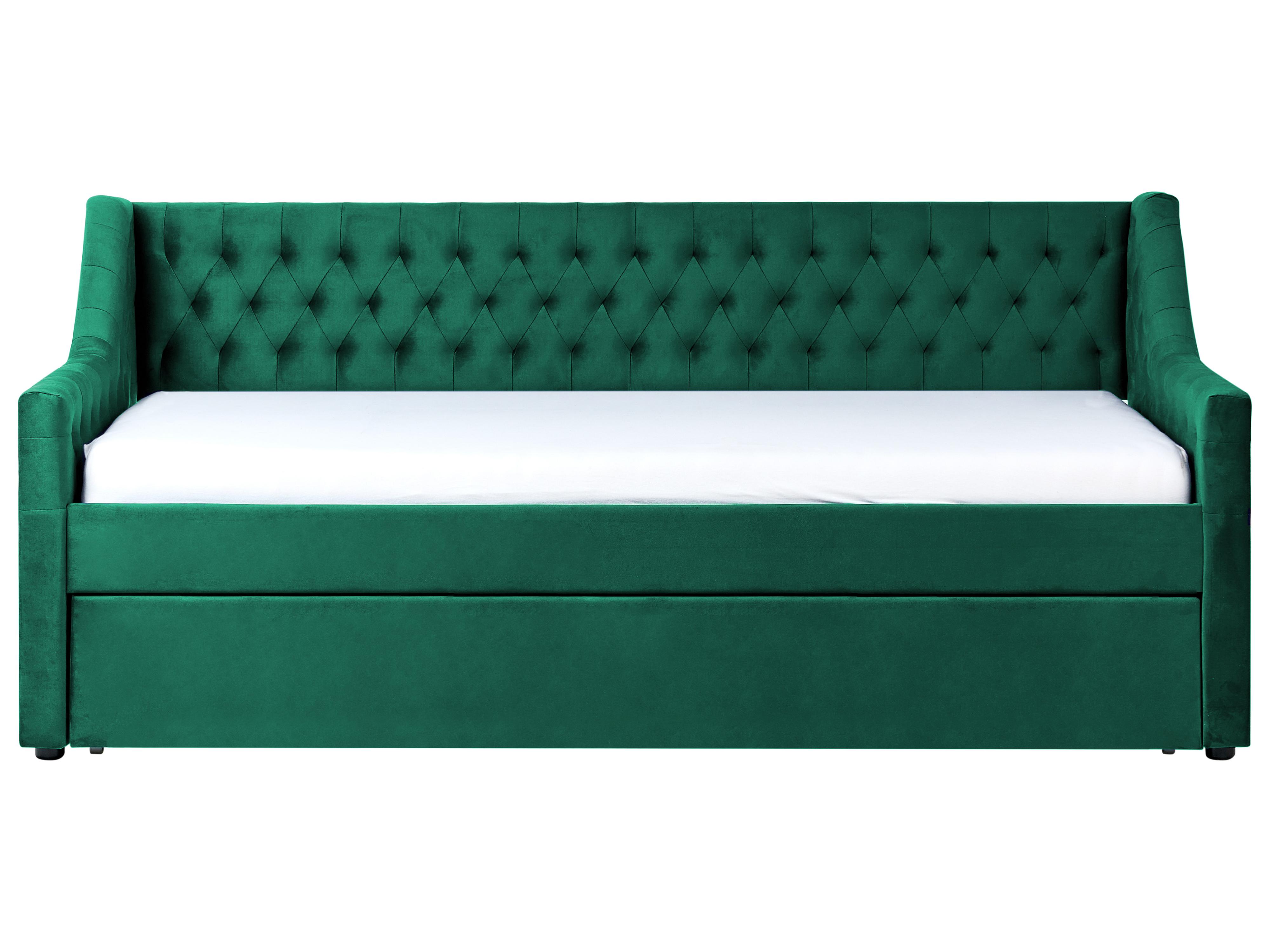 Onderschuifbed Fluweel MONTARGIS 90 x 200 cm Smaragdgroen