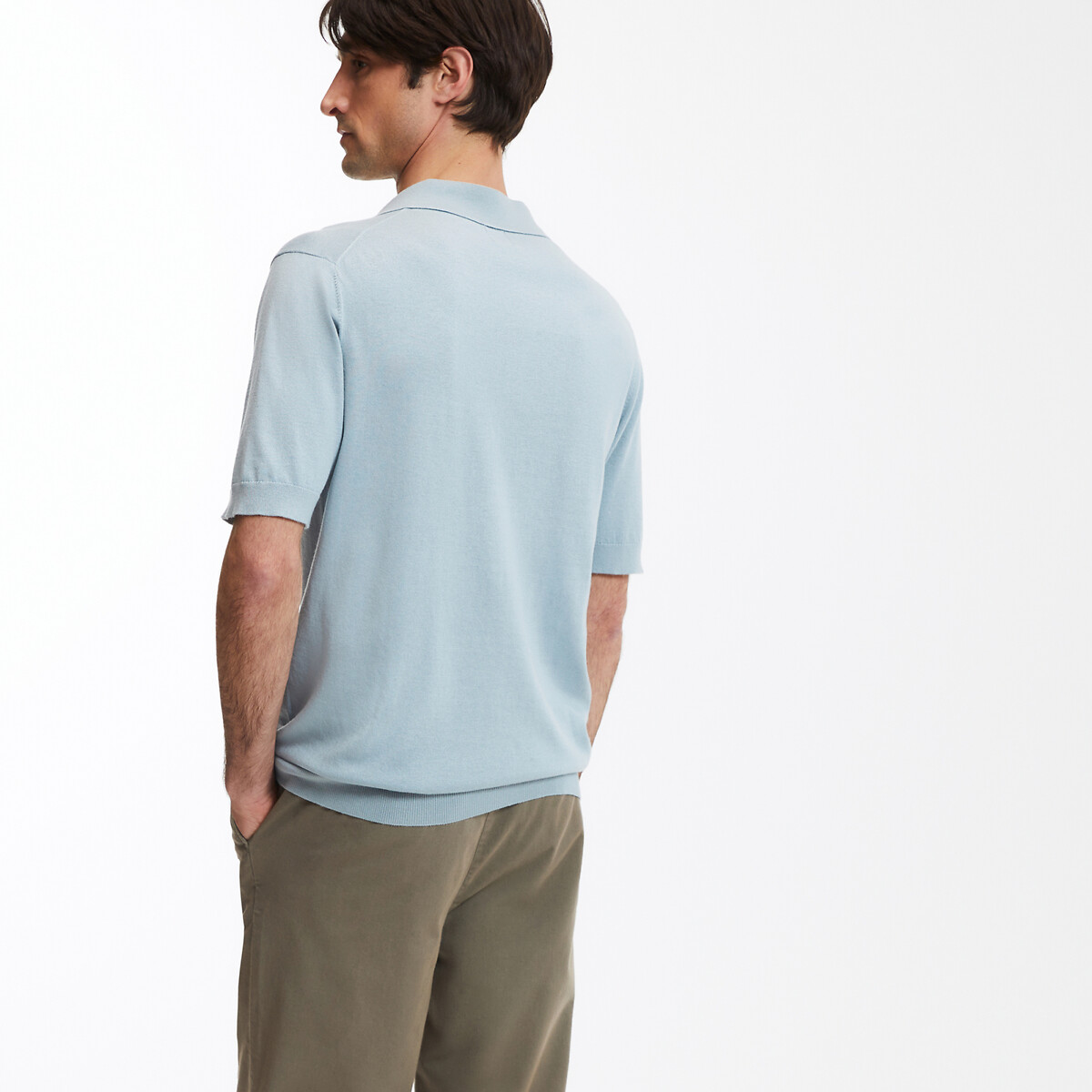 COLEÇÃO LA REDOUTE<br>Camisa polo com decote em V e mangas curtas