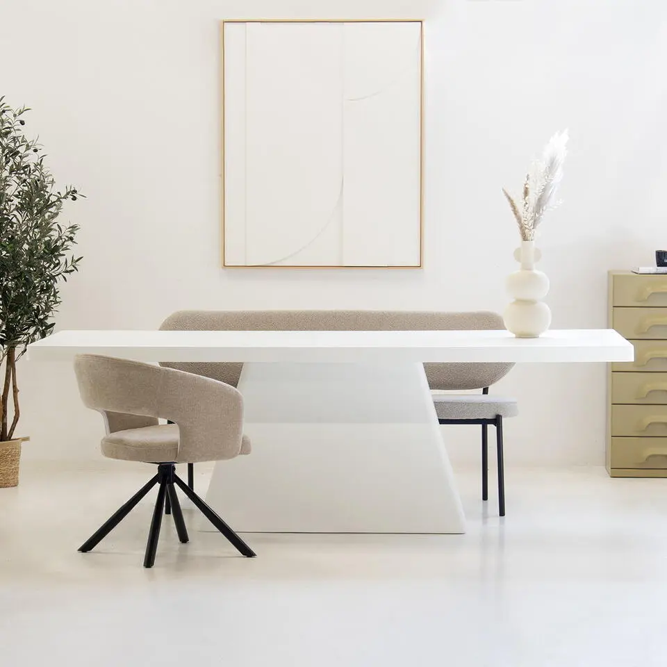 Eettafel Rechthoek 240cm - Wit Eco Composiet - Acryl Coating - Avia