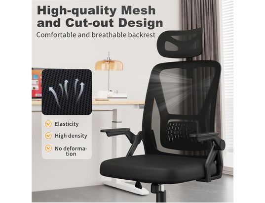 RATTANTREE - Fauteuil de bureau Chaise de bureau ergonomique réglable mesh noir