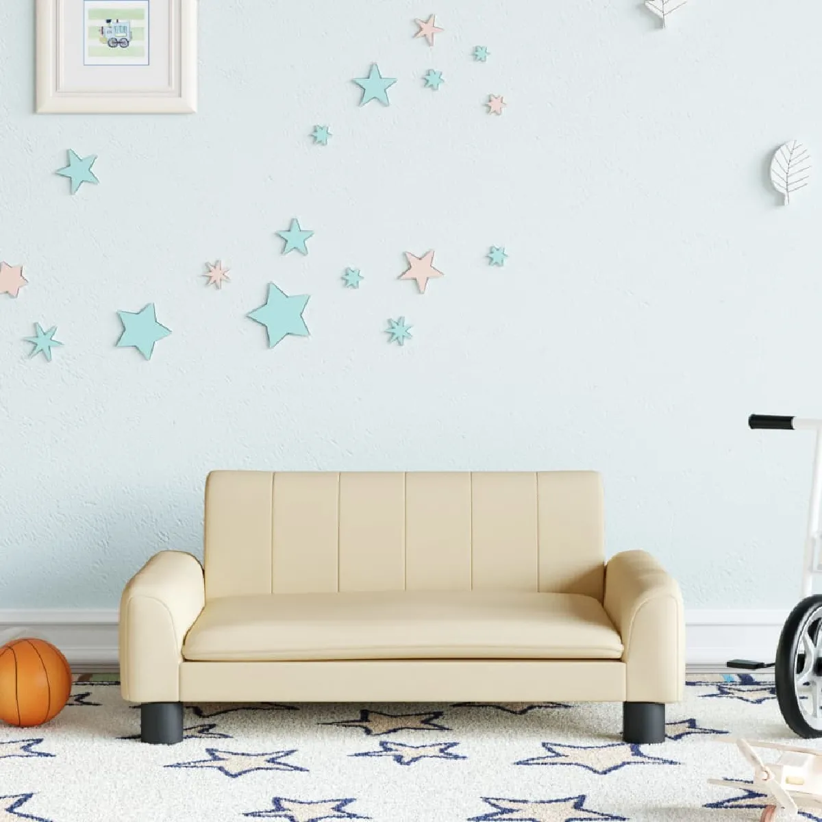 vidaXL Canapé Enfant Crème Tissu