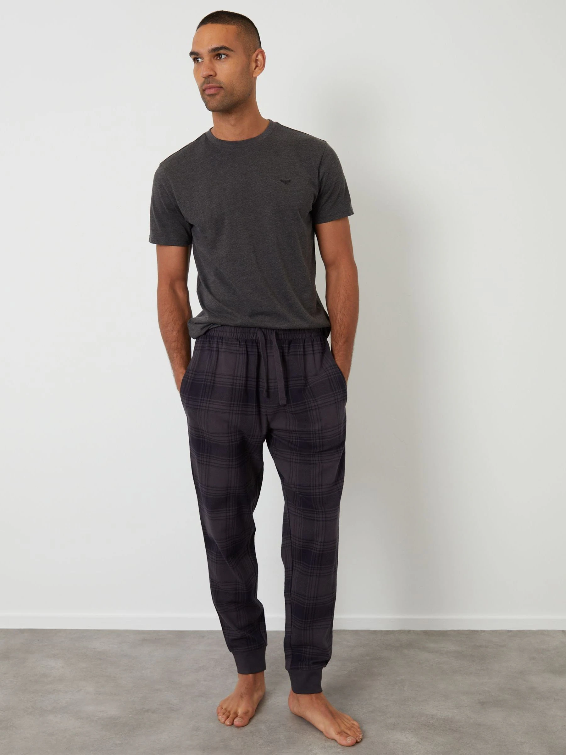 Threadbare Short Sleeve T-Shirt & Check Trousers Pyjamas Set 2 Pack