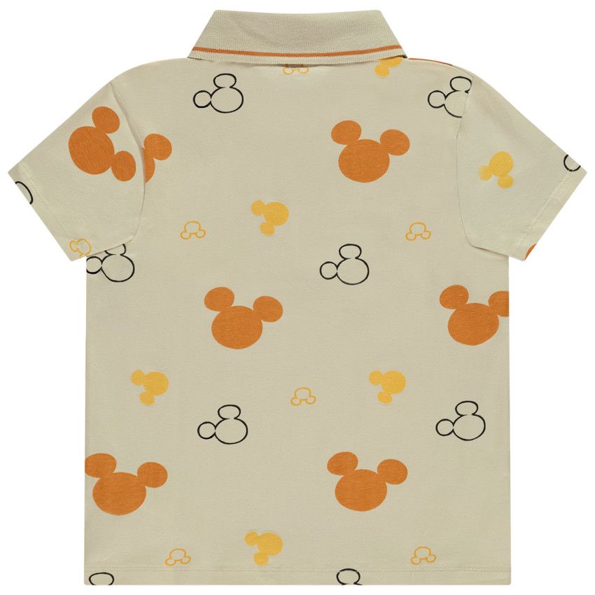Polo manches courtes imprimé Mickey Disney pour garçon - Ecru