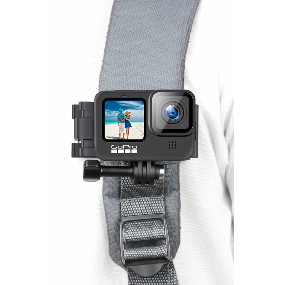 GoPro Adapter Halterung für Schultergurt am Rucksack - Schwarz