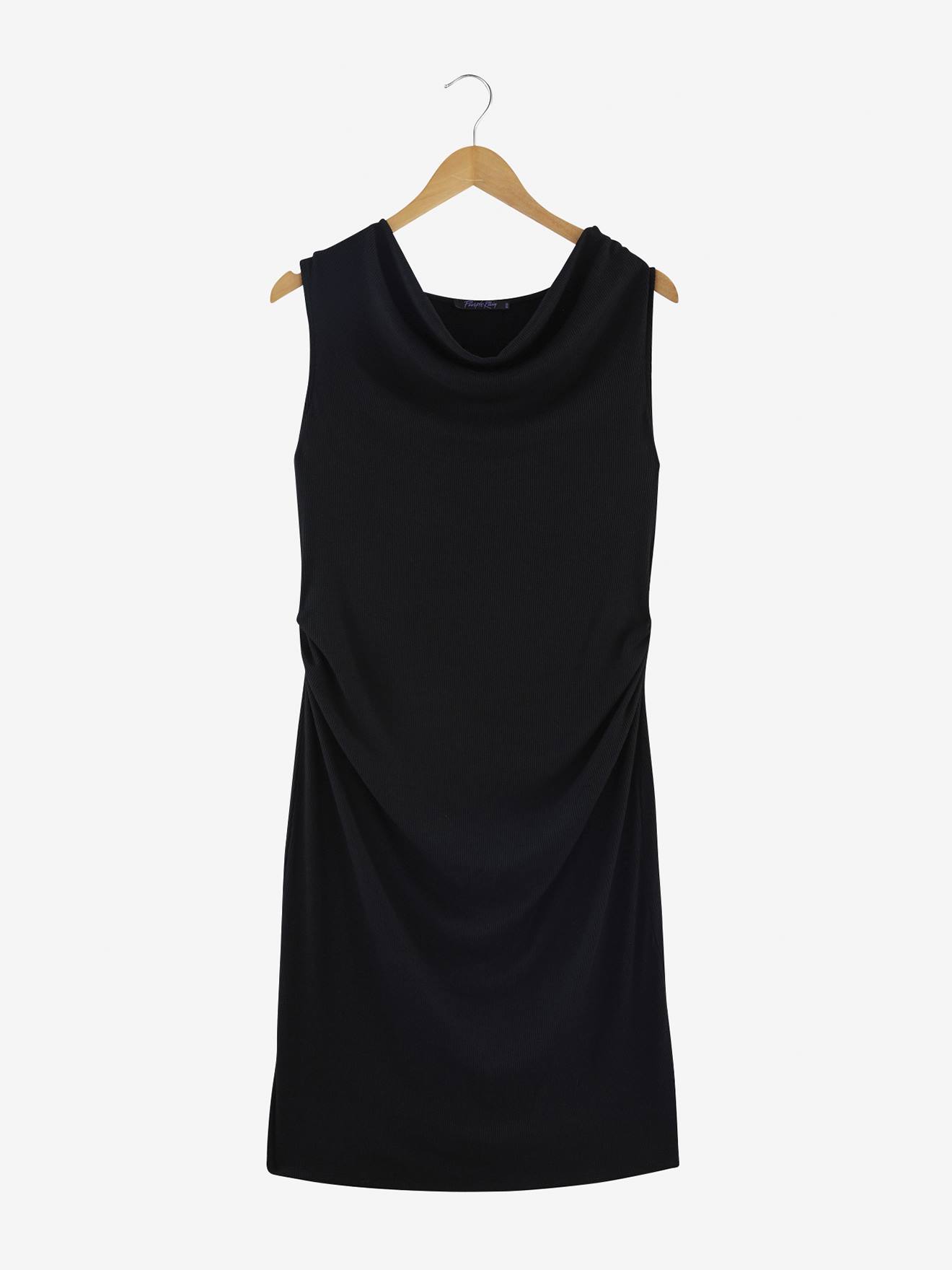 Vestido de maternidade em malha canelada mesclada cinza claro